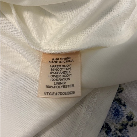 Thirty/Thirty LA White & Blue strapless mini summer dress SZ XL floral vacay NWT - Picture 5 of 14